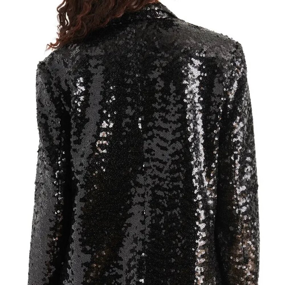 NWT Steve Madden Full black sequin blazer, size Small - Picture 3 of 14